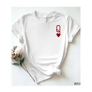 Women's Pure - Cotton White T - Shirt: "Q" and Heart Minimalist Theme
