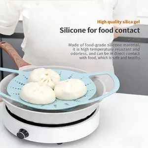 1pcs Food-grade silicone kitchen steaming tray, high-temperature resistant non-stick silicone steamer, bun steamer, anti-scald and heat-insulating steaming tray, essential kitchen tool