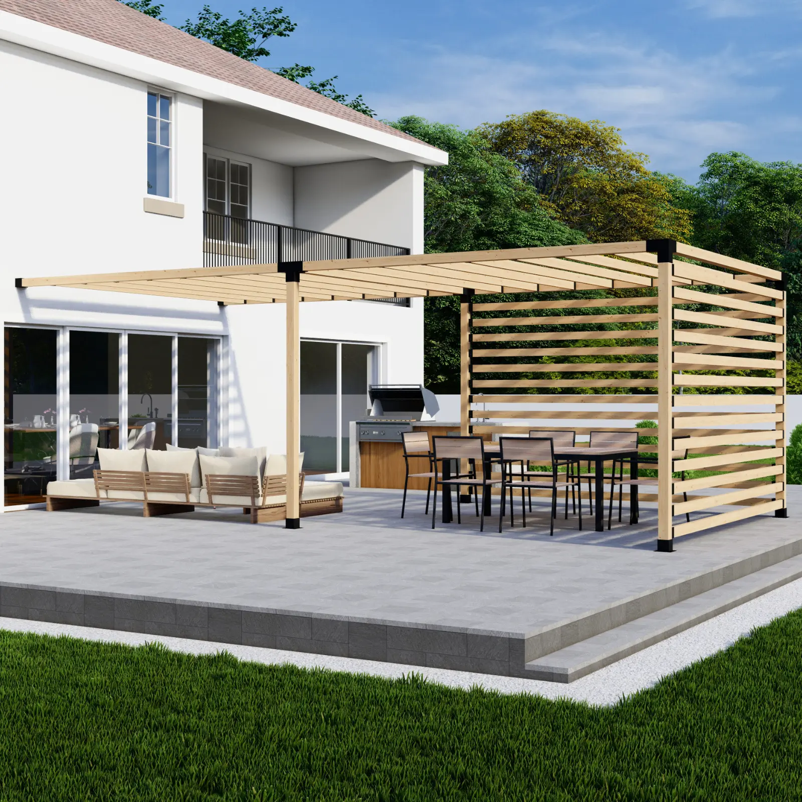 Kit for Building a DIY Pergola on Existing Deck