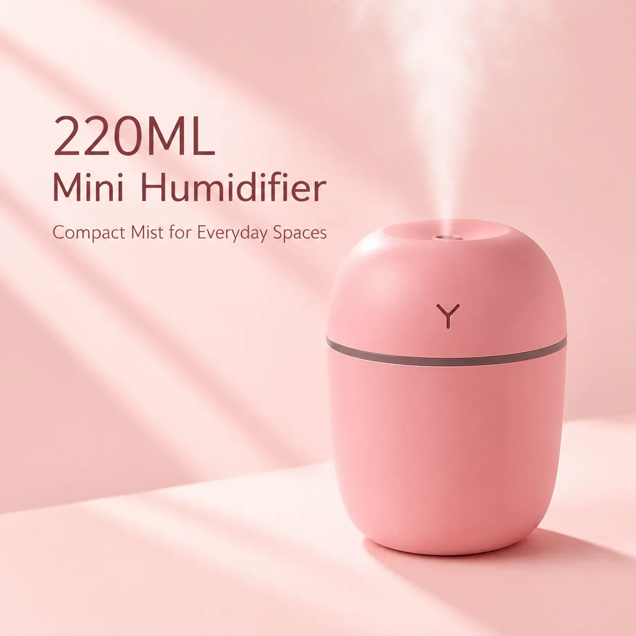 mini humidifier desktop humidifier USB powered humidifier 220ml humidifier personal humidifier cool mist humidifier bedroom humidifier office humidifier dorm humidifier study desk humidifier continuous mist intermittent mist pink humidifier