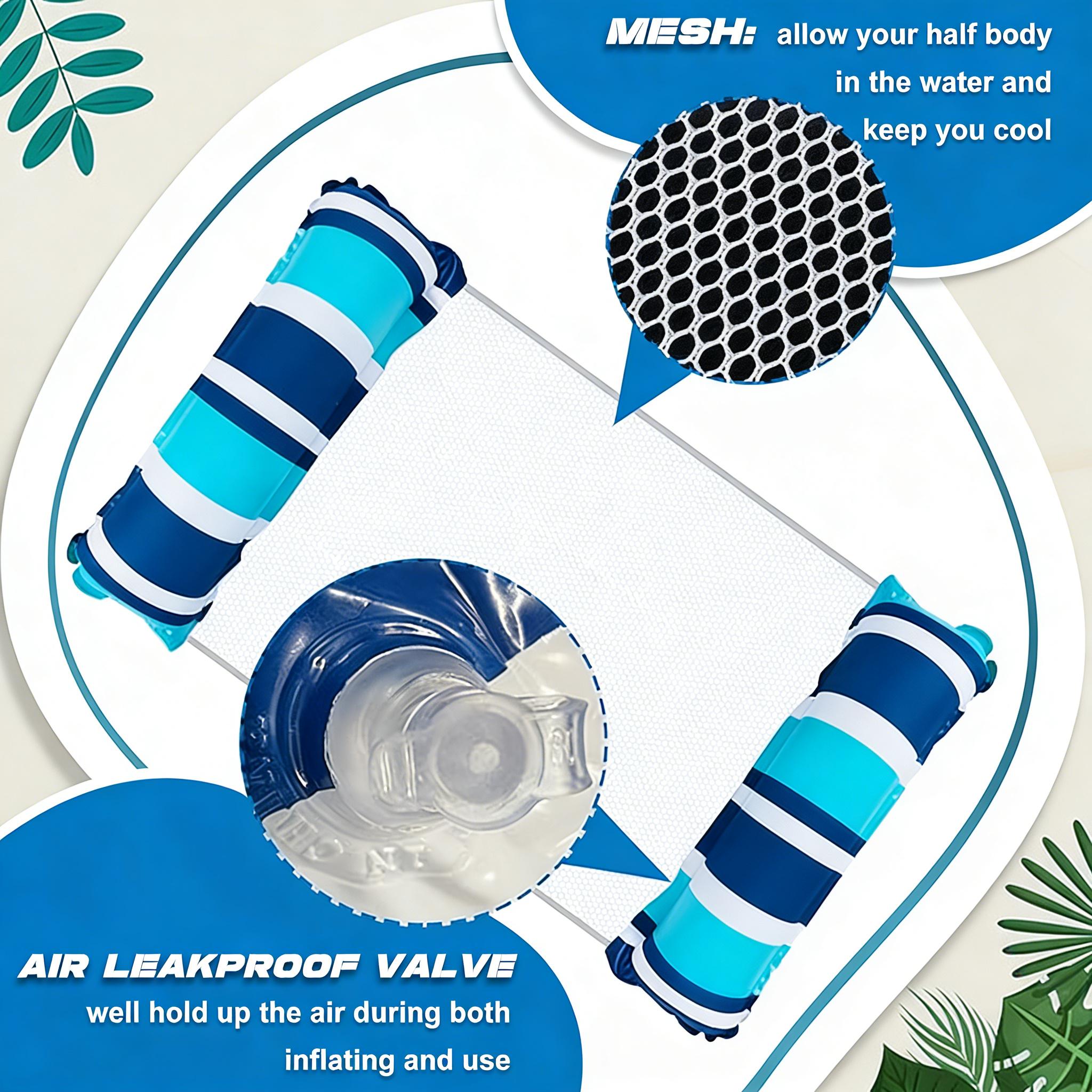 4 Pack Inflatable Pool Float Hammock, 4-in-1 Water Floating Mesh Chair for Adults, Summer Pool Party Lounge Drifter