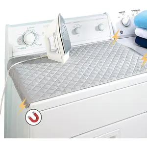 Magnetic Ironing Mat Blanket,Iron Board Alternative Cover/Quilted Washer Dryer Heat Resistant Pad/Portable Cover/Mat Grey 33"X 18"