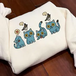 Dem0n H.u.n.t.e.r Tiger Embroidery Sweatshirt, Derpy Embroidery, Huntrix, Anime Lover Gifts, Catoon Embroidery Sweater