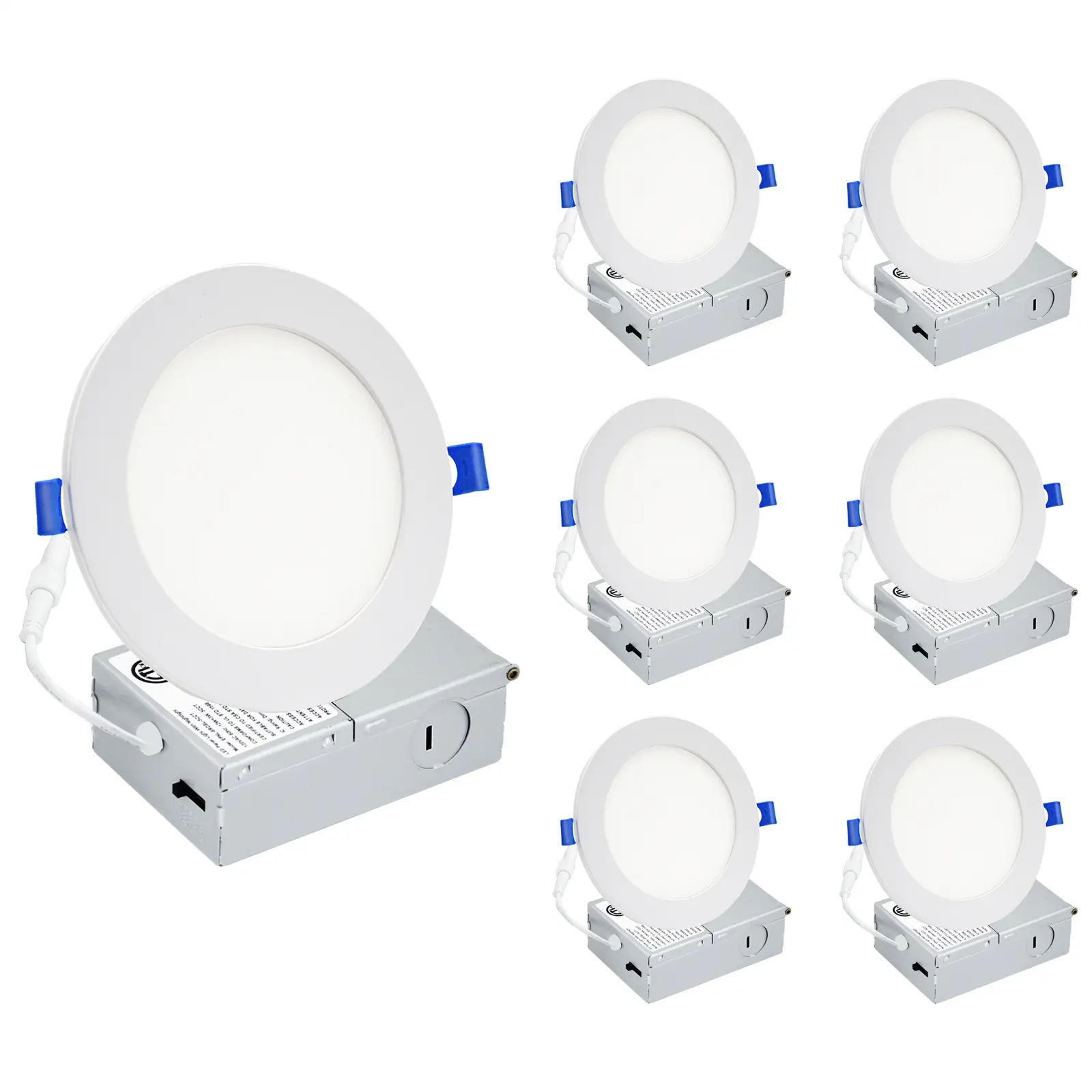 6-Pack 6 in Adjustable 5CCT Canless LED Downlight, 12W 1050 Lumens Energy-Saving Smooth Dimming LED Lights for Bedroom Interior Wall Lighting (Home Improvement)