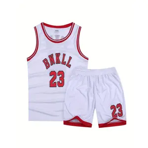 Boys and Girls Alphabet Basketball Set Track Shorts Two-Piece Set Boys Summer Outdoor Training Casual Style