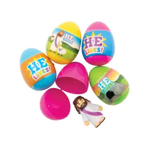 Colorful He Lives Toy-Filled Plastic Easter Eggs - 24 Pc.