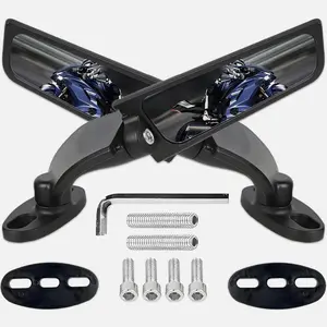 Rear View Mirrors  360° Rotating Stealth Mirror Adjustable Side For Honda Cbr300r Cbr500r Cbr600rr Cbr1000rr Kawasaki 300 400 650 Suzuki Gsxr 600 750 1000 Yamaha Ducati