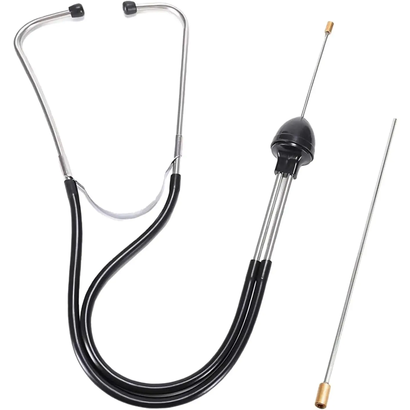 Stainless Steel Mechanical Stethoscope for Automotive Engine Diagnosis, Car Repair Tool with 2 Metal Probes (3.3-in Medium Needle, 8.4-in Extension) - Threaded Connection for Cars, Trucks, Motorcycles