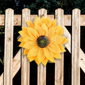 Sunflower Wreaths for Front Door, Greenery Summer Spring Front Door Wreath with Sunflowers for Indoor Outdoor Wall Window, Outside Floral Wreath Decor for Home Porch