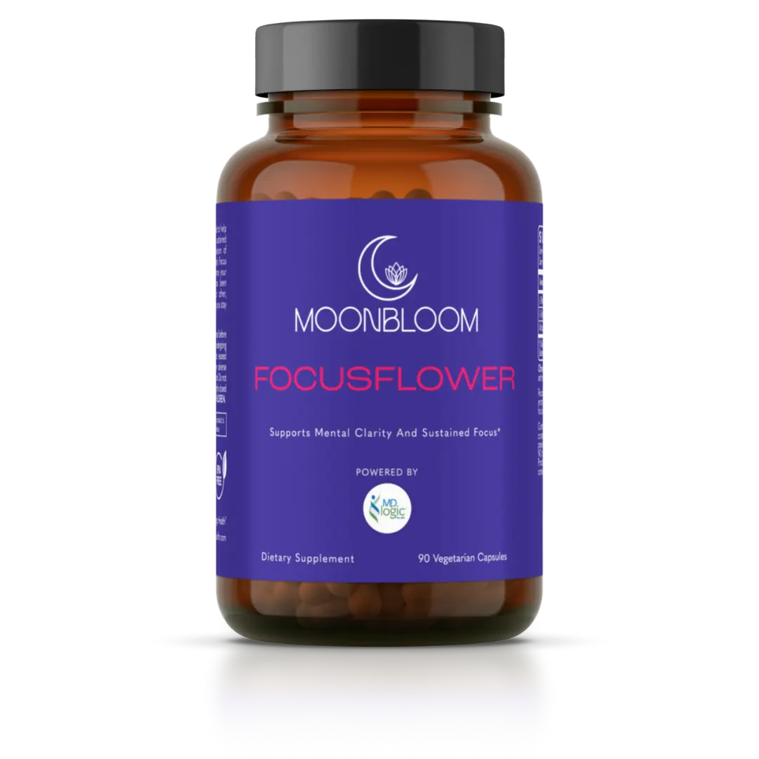 MoonBloom FocusFlower Brain Support Supplement for Focus and Cognition. May help balance cortisol. Natural theanine, tyrosine, and mucuna pruriens