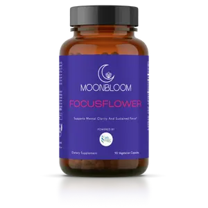 MoonBloom FocusFlower Brain Support Supplement for Focus and Cognition. May help balance cortisol. Natural theanine, tyrosine, and mucuna pruriens