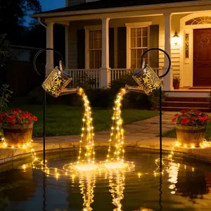 Outdoor Solar Metal Water Jug Lamp, Garden Decoration, Fairy Light, Gardening Gift, Holiday Decorative Lighting, Solar Garden Lights, Solar Garden Lamps, Outdoor String Light, Outdoor Light Fixtures, Solar Metal Lanterns