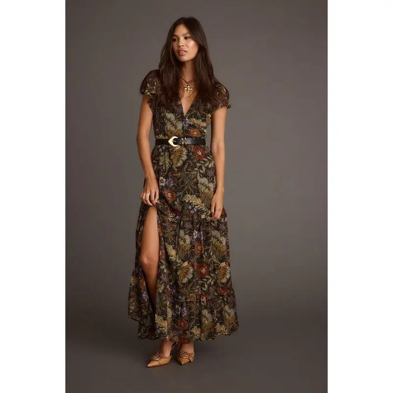 Sundance Floral Paisley Maxi Dress Casual Belt