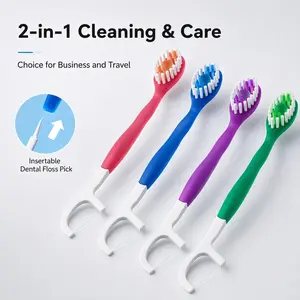 26PCS 5-in-1 Toothbrush, Floss, Tongue Scraper & Toothpick Set, 26pcs/pack Soft-Bristle Toothbrush Set, Oral Care Tool for Travel and Business Trip, Oral Hygiene Essentials  Whitening Daily Whitening Whitening Gentle Daily