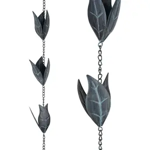 Rain Chain Decoration 8.5 FT., Rain Catcher Chain Gutter Downspout 102'' for House Eaves, Garden & Home, Leaf Shape Rain Chains