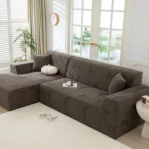 1pc solid color jacquard sofa cover, made of thick and stretchable fabric, soft and comfortable, suitable for living room, bedroom, study, durable with a stylish design.