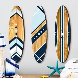 3-Piece Surfboard Wall Decor Set, Wooden Surfboard Perfect for Beach Theme Decoration, Tropical Hanging Sign, Hawaiian Summer Decor