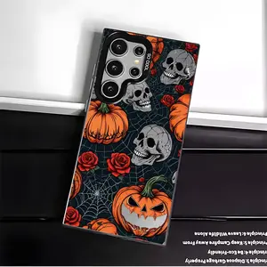 Casing For SAMSUNG GALAXY S22 S23 S24 FE ULTRA Halloween Skull Black and white Stylish Acrylic Shockproof Protection Anti-Drop Phone Cases Shell Cover