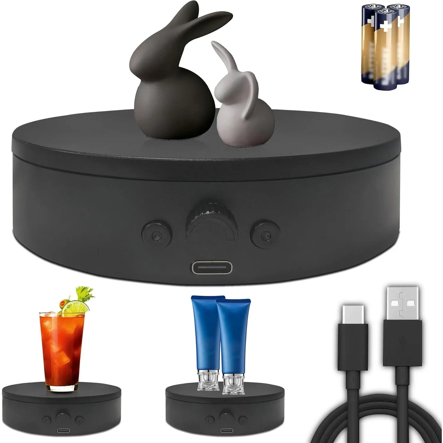 Rotating Display Stand Easy to  Direction, Spinning Platform Adjustable Speed, 360  Motorized Photography Turntable for , Shoes Display and , Lazy Susan(4.53" black)