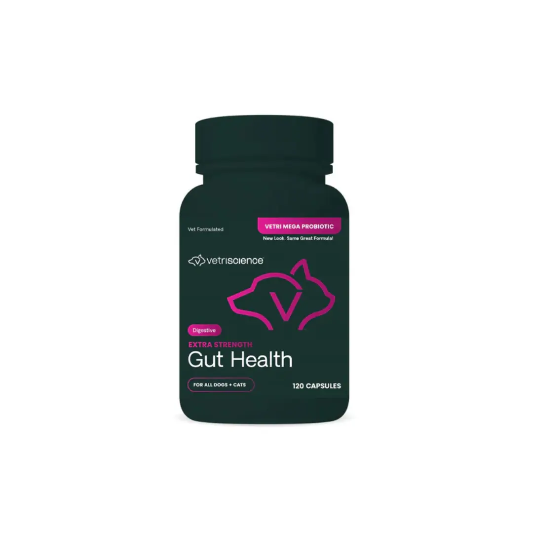 VetriScience Extra Strength Gut Health Vetri Mega Probiotic Capsules for Dogs & Cats, 120 capsules