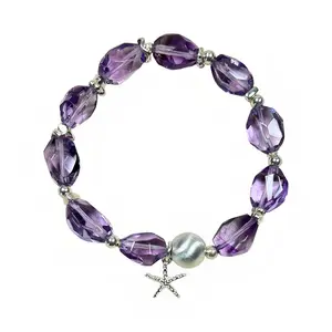 Diamond-Cut Natural Amethyst  Bracelet