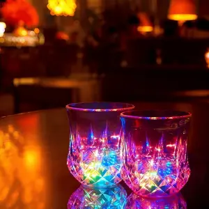 Liquid-Activated LED Flash Crystal Cups – Multicolor Light-Up Tumblers for Bars, Parties, Weddings & Home Decor – Glow-in-the-Dark Wine & Cocktail Glasses – Durable, Reusable & Great for Night Events – Best Christmas & New Year Gift