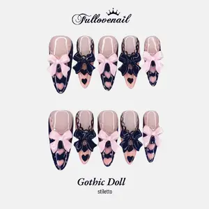 Fullovenail (Buy 3 Get 1 Free) Bow-tique Princess Colletion 100% Handcrafted 3D Press-ons Acylic/Reusable,Handmade  salon-quality Press on Nail