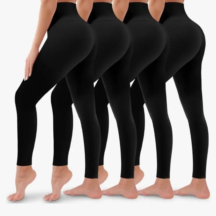 4 Pack Leggings for Women Butt Lift High Waisted Tummy Control No See-Through Yoga Pants Workout Running Leggings