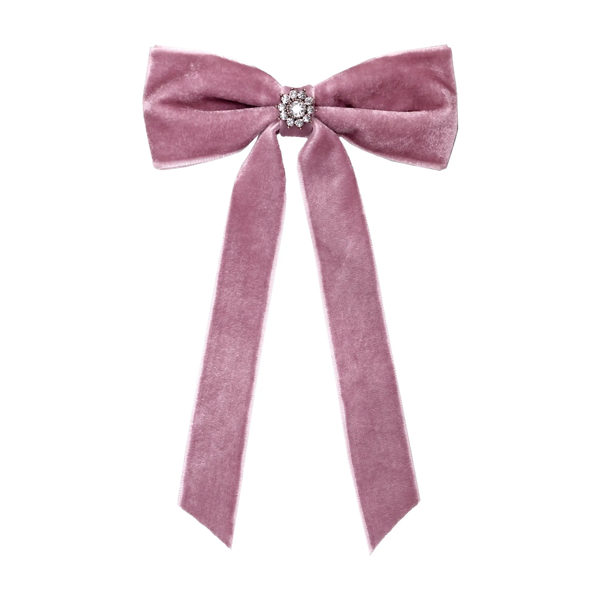 Emi Jay Iconic Velvet Bow Barrette Ponytail Holder Hair Clip in Baby Mauve