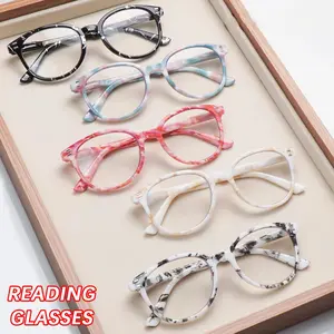 5-Pack Blue Light Blocking Reading Glasses,Women's Exclusive Classic printed round full-rim frames paired with premium blue light blocking lenses featuring spring hinges.Comfortable and durable for reading and outdoor activities—perfect as holiday gifts.