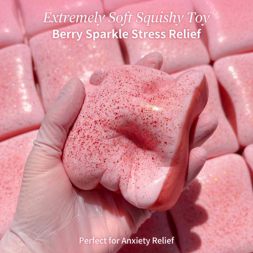 Viral Super-Soft and Fluffy Berry Toast King Ultra-Realistic Slow-Rise Squishy Toy Stress-Relief Fidget for Bread Lovers Perfect Gift Squishy Series