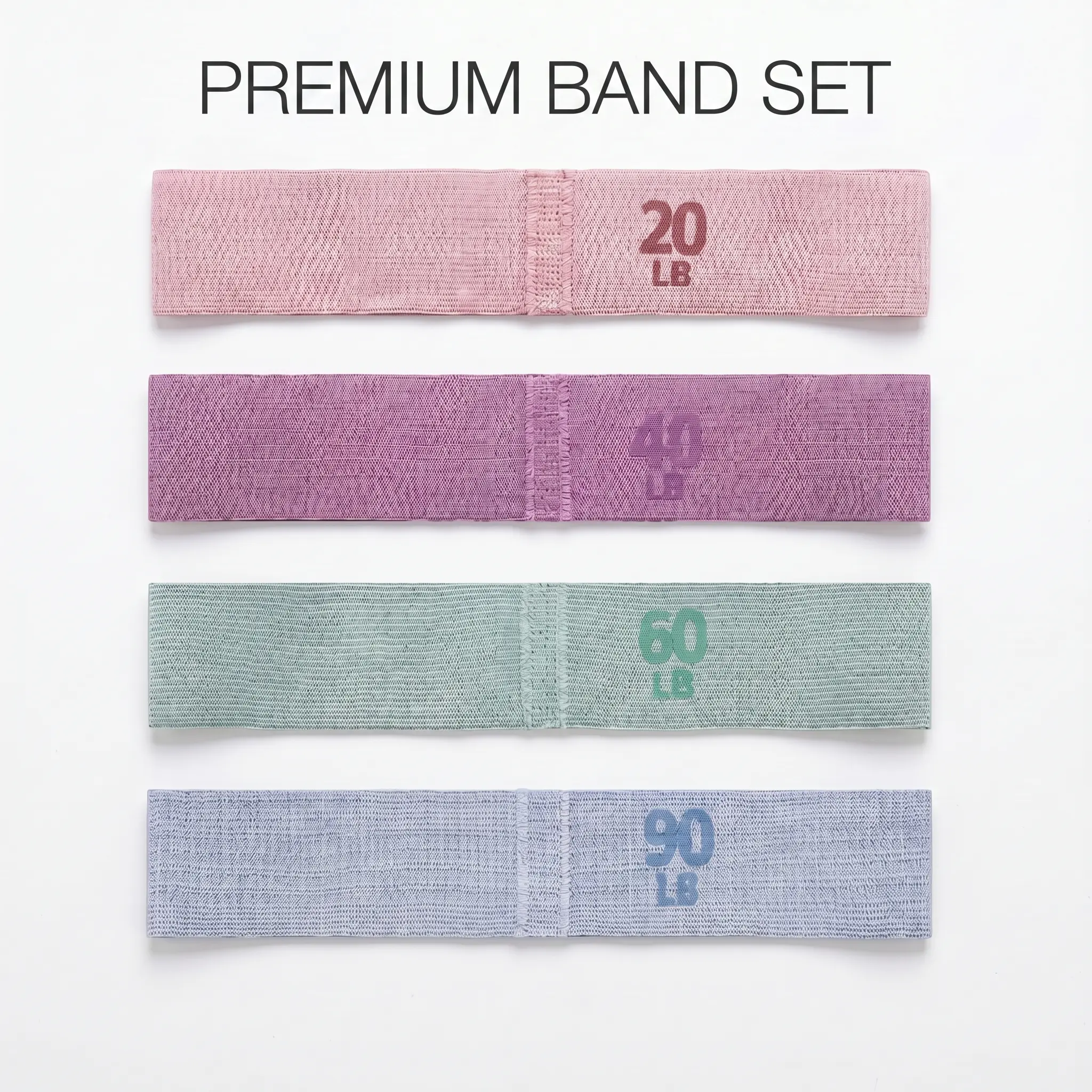 4-Piece Premium Fabric Resistance Bands - Non-Slip Heavy-Duty Loops for Stylish Home Gym, Compact Arm Trimmers, Full Body & Resistance Band Workouts (20-90 LBS) for Men & Women, Resistance Band Workout