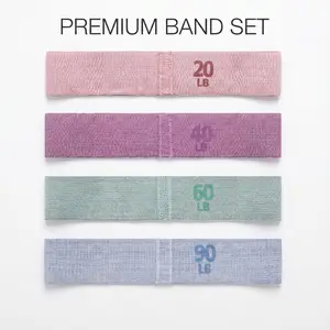 4-Piece Premium Fabric Resistance Bands , Non-Slip Heavy Duty Workout Loop Bands , Home Gym Fitness & Strength Training | 20-90 LBS body