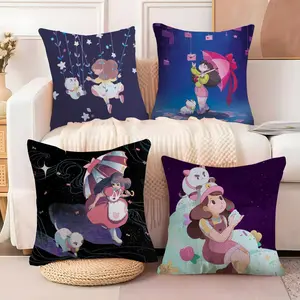 B-Bee And P-Puppycat Cushion Cover Soft Short Plush Fabric Double-Sided Print | Breathable Pillow Cover for Sofa Couch Bed | Skin-Friendly, Washable, Invisible Zipper, Anti-Dust Mite, Durable Material | Warm Winter Home Decor Gift Washable Cushion Covers