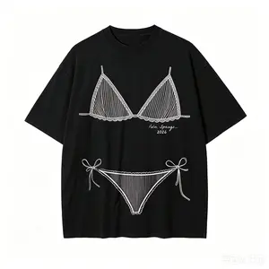 Palm Springs 2026 Bikini Graphic T-Shirt, Hot Pink Vintage Wash Summer Beach Tee, Coquette Line Art Oversized Casual Top, Vacation Outfit