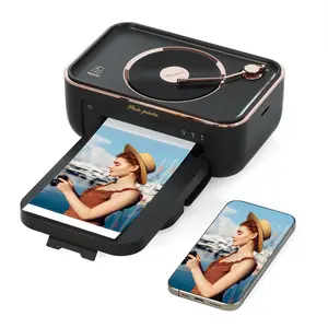 Hanin CP6000 Photo Printer with 4x6 Photo Paper & Ribbon - Instant Picture Printer for Smartphones, Gramophone-Inspired Design with Bluetooth Speaker & Dye Sublimation Technology, Perfect for Home Use, GiftedInLove