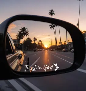8PCS Trust in God Rearview Mirror Decals, Automotive Vinyl Rear View Mirror Decorative Stickers, Waterproof Trust in God Stickers for Car Truck Laptop, Car Accessories (White)