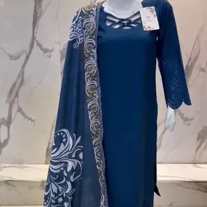3PC Raniya Dhanak Suit Navy Blue