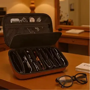 Travel Fashion Eyewear Storage Bag, Ideal for Glasses and Data Cables, Stylish Sunglasses Case, Portable with Handle