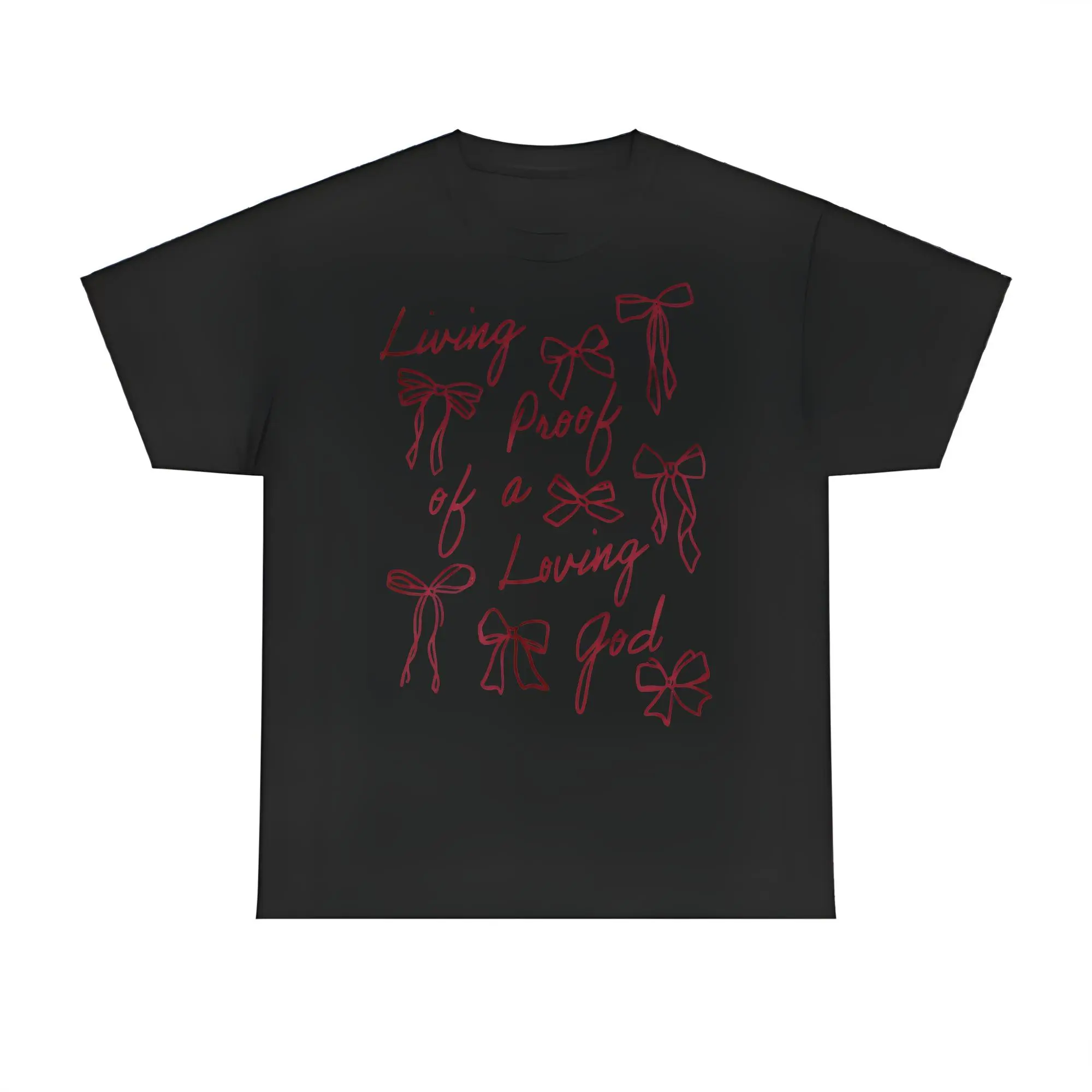 Living Proof Of A Loving God T-Shirt, Pink Bows Graphic Tee, Christian Faith Shirt, Cotton Short Sleeve, Graphic T Shirts, Good Graphic Tees, Funny Graphic Tee, Trendy T-Shirts, Graphic Tees, Vintage Graphic Tees, T Shirts For Men, Men's T Shirts,