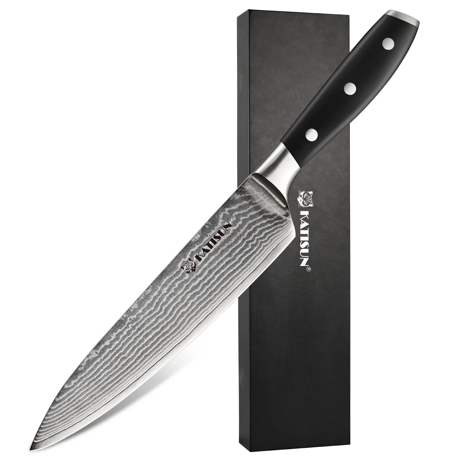 8 inch Damascus Steel Chef Knife with ABS Handle and Gift Box for Family and Resturant
