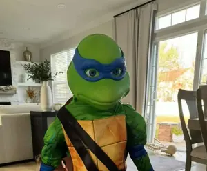 TMNT Leonardo helmet mask 1 size usually fits all with magnets fits heads up to 24"