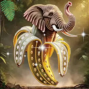 Diamond Halloween Painting Kits for Adults, DIY Banana Elephant Designs Diamond Art Special Shape Diamond Partial Mosaic Craft Kits, Home Wall Painting Decor Art Gift（11.8*11.8in）