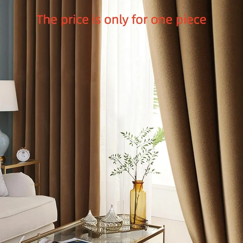 1pc Velvet Curtains Italian Style Home Decorative Curtain Cream Color Light Blocking Window Curtain Drapes for Living Room Bedroom Sun Protection Thermal Insulated Curtain Heat Insulation Noise Reduction