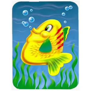 212 MAIN Tempered Glass Rectangle Chopping Board, Large Heatproof Kitchen Cutting Board with Colorful Yellow Fish Art, Rectangle Chopping Boards