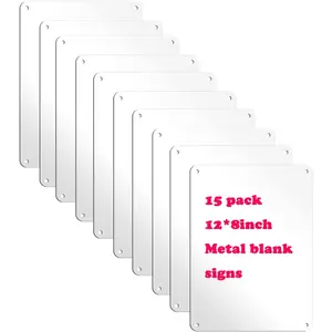 Set of 15 White Blank Metal Sign,12 x 8 Inches Sturdy Rust Free Aluminum Metal Signs White Color Blank Sign, Waterproof, Easy Mounting, Indoor or Outdoor Use