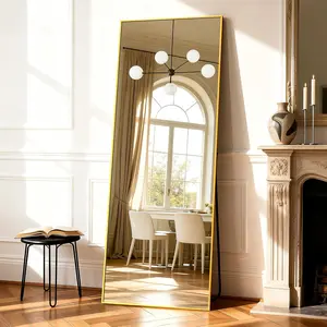 Full Length Wall Mirror 55-67 Inch, Large Rectangular Body Mirror, Aluminum Frame Hanging Mirror for Bedroom, Hallway or Dressing Room, Vertical Mount or Leaning