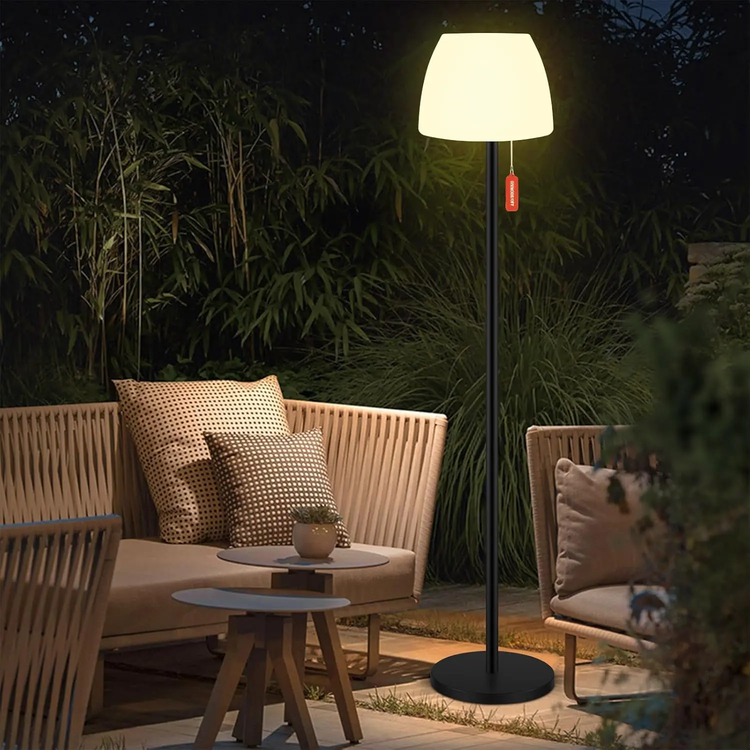 Outdoor Floor Lamp Solar Outdoor Lamps for Patio  Shower Lamp,LED Cordless Floor Lamp with Light Sensor,Rechargeable Dimmable Floor Lamp Warm White+RGB Solar Lamp for for Garden