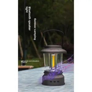 New Outdoor Camping Lantern Bluetooth Speaker Lighting Decoration Charging Tent Light Camping Retro Portable Barn Lantern