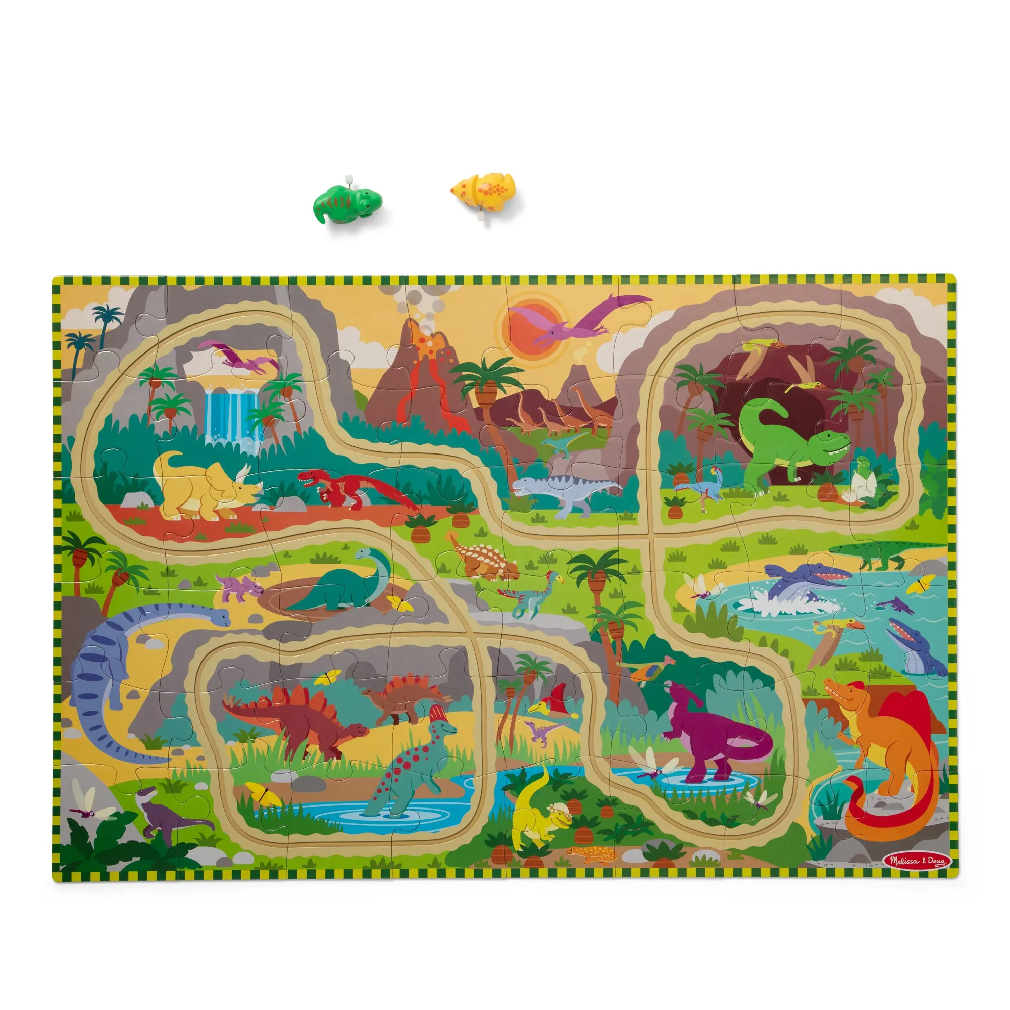Dinosaur Adventure Tracks Floor Puzzle – 48 Pieces + 2 Wind-Up Dinosaurs Dinosaur Adventure Tracks Floor Puzzle – 48 Pieces + 2 Wind-Up Dinosaurs